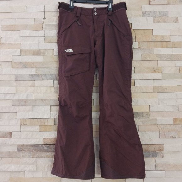 North Face Womens Small Snow Pants Brown Waterproof Insulated Ski Snowboard Suit - Picture 1 of 7